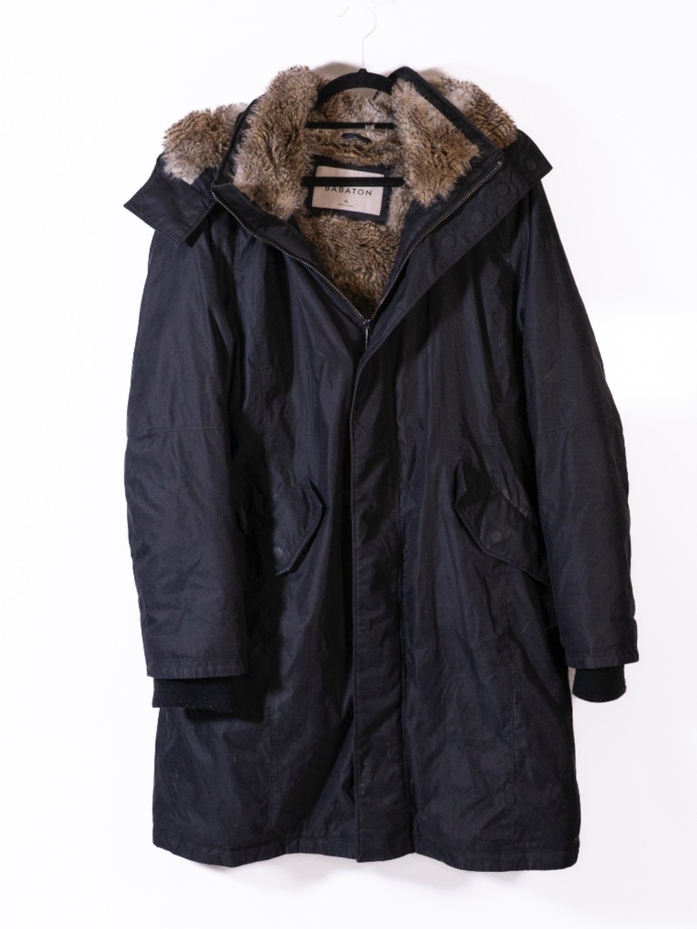 Babaton Aritzia Women's Faux Vegan Fur Lined Hooded Heavy Winter Coat Jacket XL